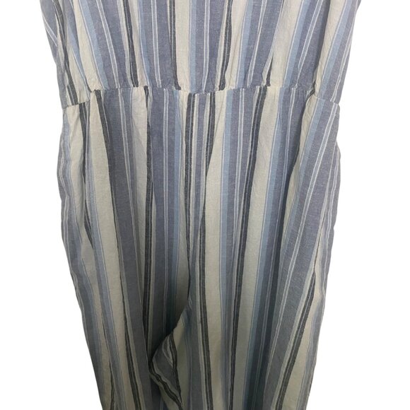 Lane Bryant Linen Blend‎ Crop Jumpsuit Womens Size 22 Blue Striped Wide Leg - Picture 7 of 15